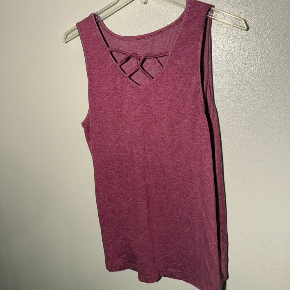 Red/Pink tank-top with decorative v-neck